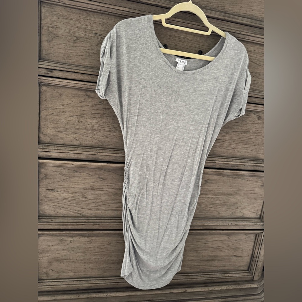 VENUS Gray T-Shirt Dress EUC Short Sleeve Mini Dress Rayon Spandex Small - Picture 6 of 10